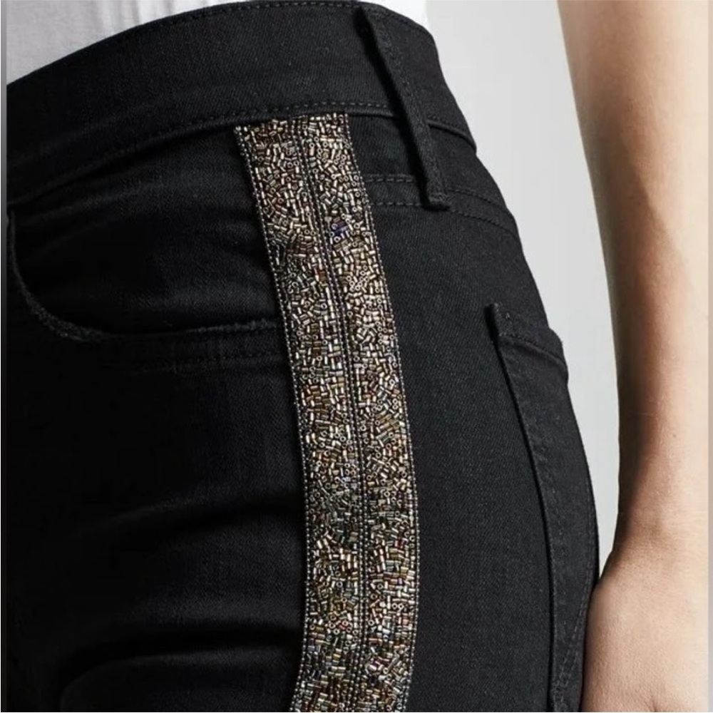 Mother The Rascal Ankle‎ Fray Jeans Guilty Treasures Black Beaded Sides - Picture 5 of 6